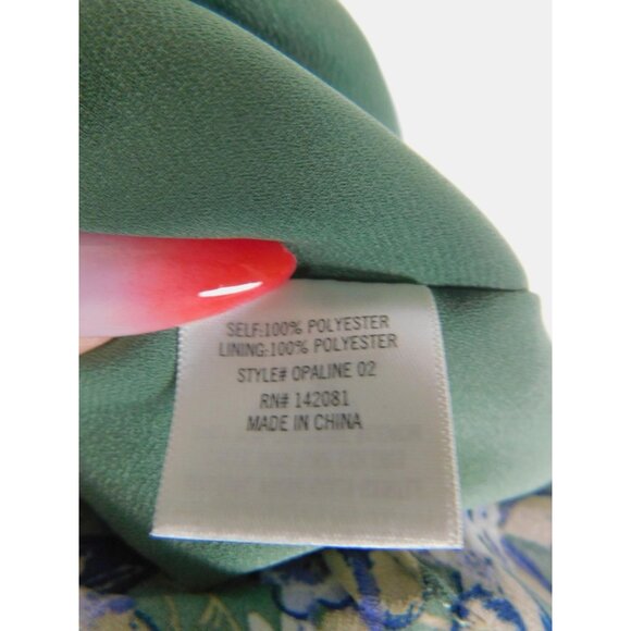 Blue Rain Dress Womens Small Green Floral Button Front V Neck Lined Opaline 02 - Picture 11 of 12